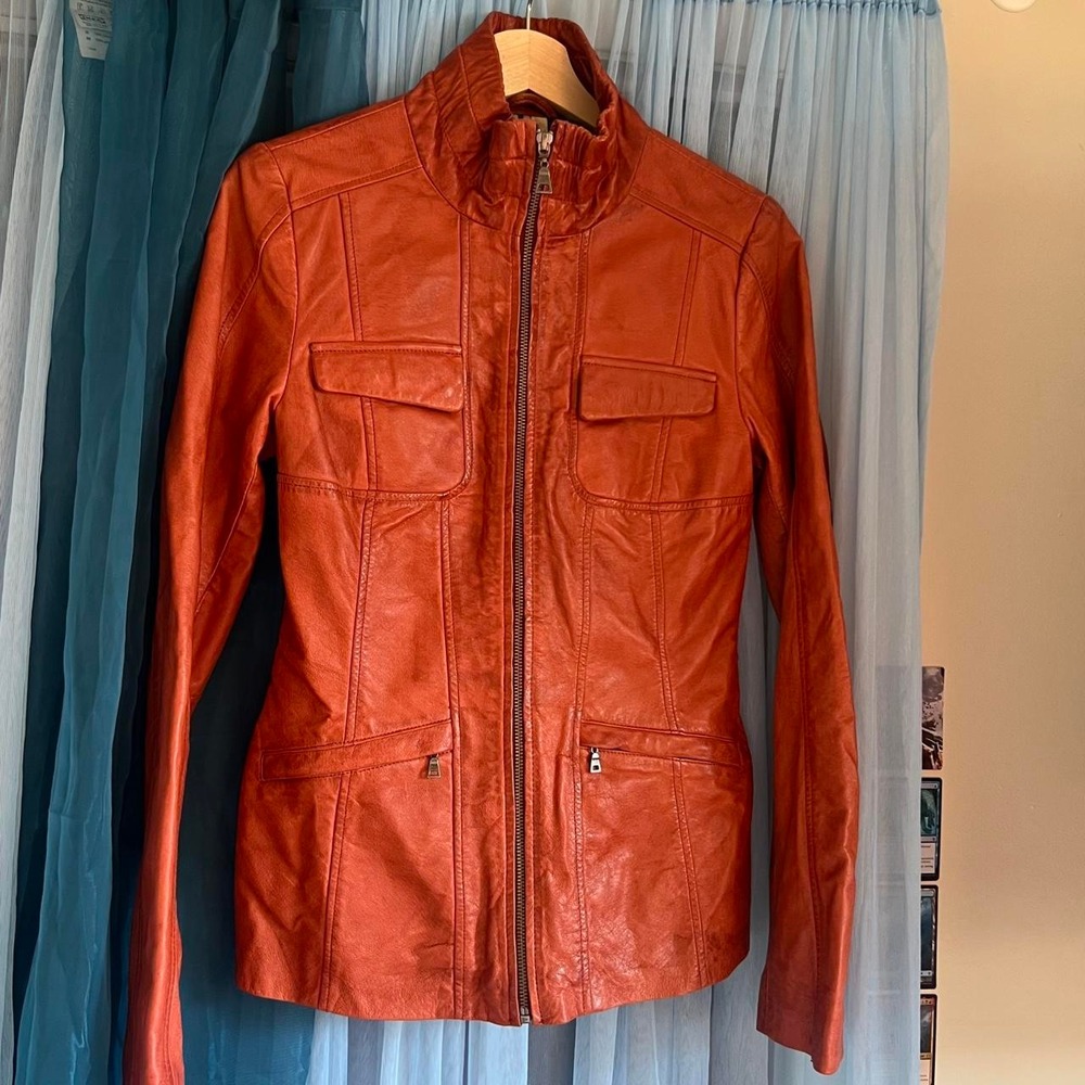 DANIER Burnt Orange Utility Leather Jacket